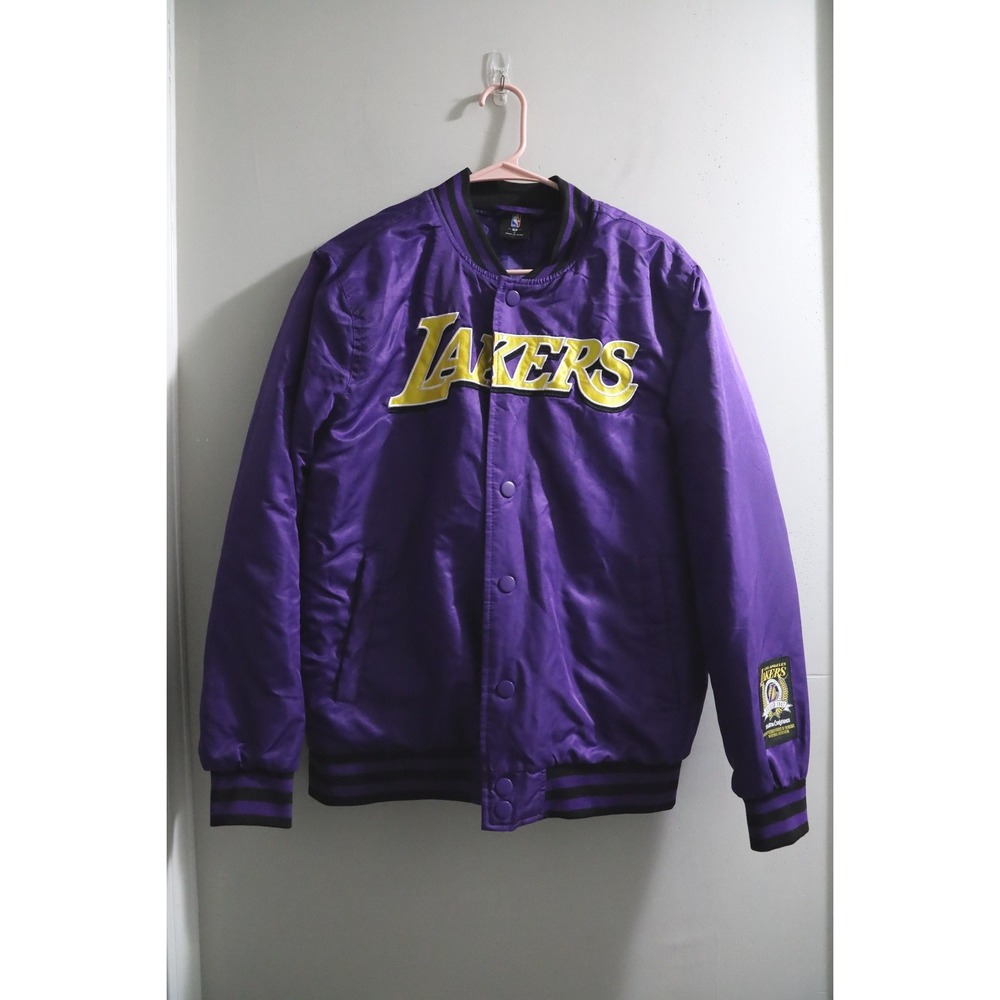 NBA Los Angeles Lakers Purple Satin Varsity Bomber Jacket Small Western Conf